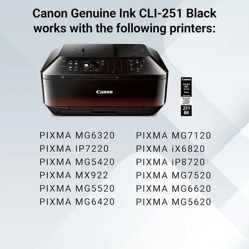 Miniatura 5 de Canon CLI-251 Depósito de tinta negra auténtica, compatible con MG6320, IP7220 y MG5420, MX922, MG5520, MG6420, MG7120, iX6820, iP8720, MG7520