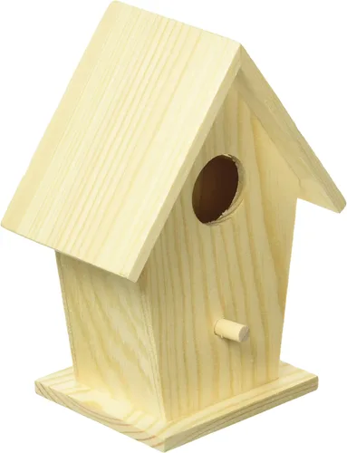 Miniatura 5 de Darice Casa de pájaros natural sin terminar – Madera clara, agujero de estrella – para proyectos de vacaciones y decoración del hogar – Decora