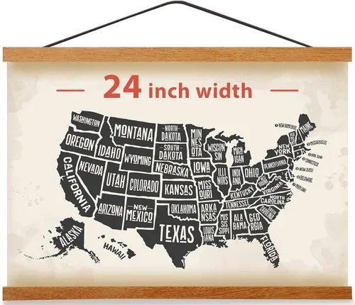 Colgador magnético para póster con marco para 24x36 24x30 24x32 pósters de películas y música, marcos de madera de teca para lienzo grande, mapa de