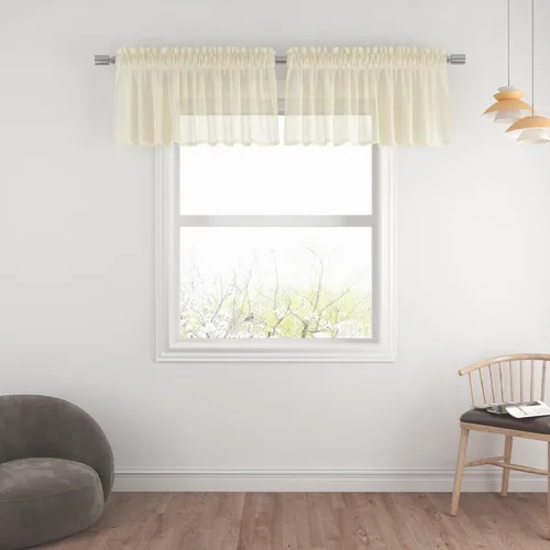 Miniatura 116 de UPOPO Paneles de Cortina Beige Pequeños Cortinas Transparentes de Gasa de 16 Pulgadas de Largo Cortinas de Cocina de Voile con Textura de Lino