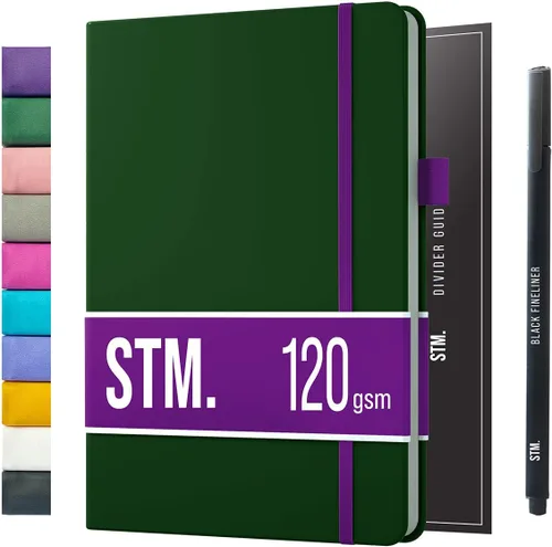 Miniatura 51 de Cuaderno de diario con puntos y cuadrícula A5 Cuadernos diarios en blanco para escritura personal, trabajo, mujeres Papel grueso de 120gsm, tapa