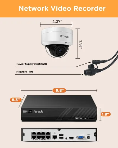 Miniatura 7 de Sistema de cámara de seguridad PoE, 6 cámaras domo PoE a prueba de vandalismo de 5MP IK10 con cable para exteriores con detección de persona, visión