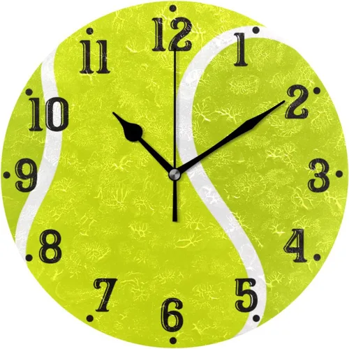 Tarity Reloj de pared con pelota de tenis, funciona con pilas, silencioso, sin tictac, moderno, redondo, decoración para dormitorios, cocina, sala