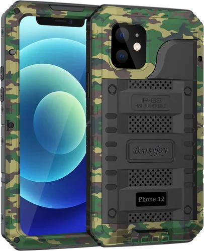 Miniatura 51 de Beasyjoy Funda impermeable para iPhone 12 Pro Max, cubierta protectora de cuerpo completo con protector de pantalla incorporado, resistente a Negro