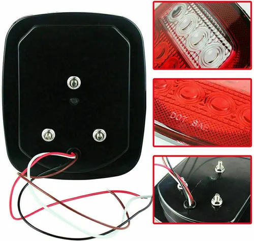 Miniatura 7 de 4 piezas 16 LED Luces traseras universales, 12V Luces indicadoras de parada, giro, reversa, marcha atrás, de frenado, marcador de distancia