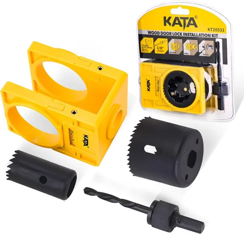 Miniatura 11 de KATA 1-3/8" - 1-3/4" Kit de instalación de cerradura de puerta con ranuras grandes de eliminación de astillas, sierra de agujero para cerradura