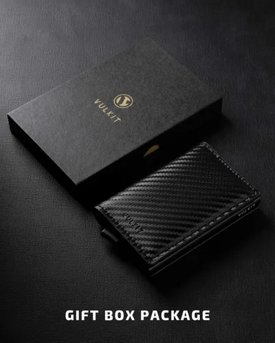 Miniatura 48 de VULKIT Tarjetero RFID Bloqueo de Cuero Automático Pop Up Cartera Aluminio Slim Pocket Tarjeta de Visita
