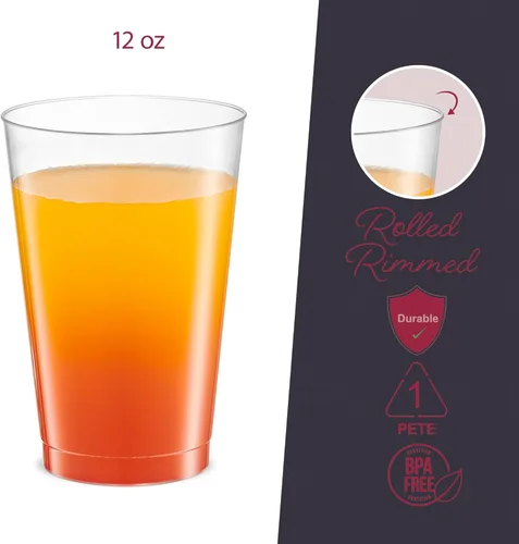 Miniatura 2 de PLASTICPRO Vasos desechables de plástico transparente de 12 onzas para fiestas y bodas, paquete de 50