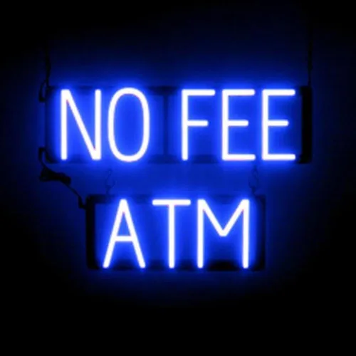 Miniatura 34 de SpellBrite Letrero de cajero automático para negocios Señales relacionadas con cajeros automáticos y EBT con aspecto de neón, luz LED verde 14.6