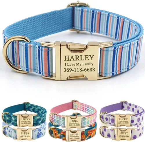 Miniatura 15 de PETDURO Collar Personalizado para Perro A cuadros Negro Blanco con Nombre y Teléfono Grabados en Hebilla de Metal Plateado para Perros Grandes