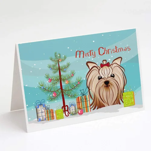 Miniatura 9 de Caroline's Treasures BB1616GCA7P - Tarjetas de felicitación y sobres de árbol de Navidad y sabueso afgano, paquete de 8 tarjetas en blanco