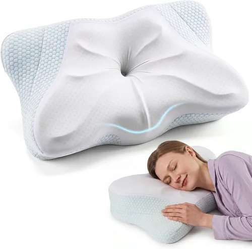 Miniatura 17 de Sweetcrispy Almohada cervical para cuello y hombro, almohadas ergonómicas de espuma viscoelástica, contorno lateral para adultos, soporte ortopédico