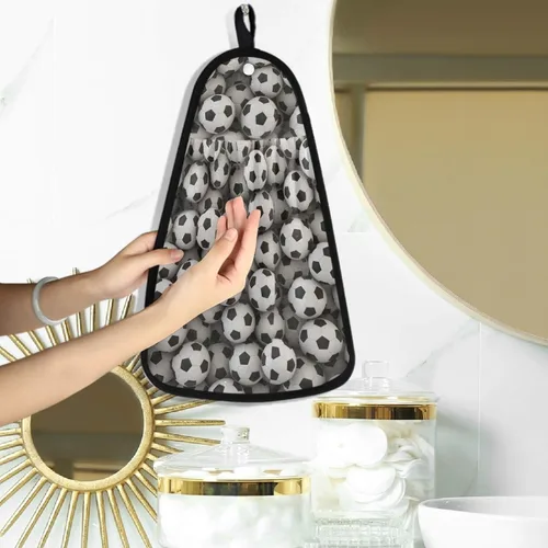 Miniatura 5 de visesunny Toalla de cocina con estampado 3D de pelota de fútbol con lazo para colgar, toalla de mano absorbente para limpieza y secado de baño