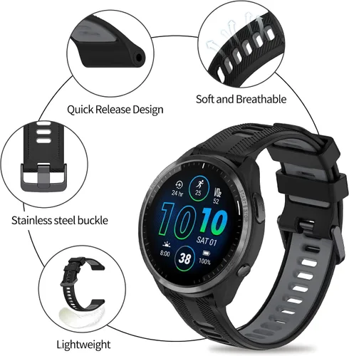 Miniatura 2 de Compatible con las correas de reloj Garmin Forerunner 965, correa deportiva de silicona suave de repuesto para Garmin Forerunner 965 Band