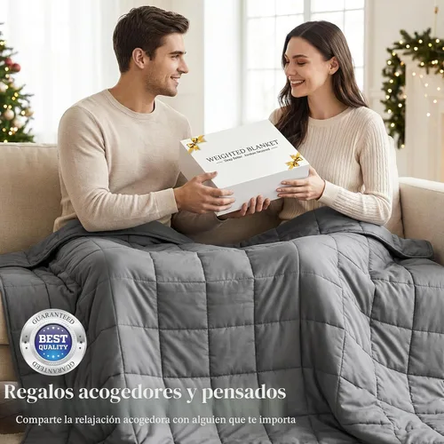 Miniatura 6 de Smart Queen Manta con peso de 5 libras (41 x 60 pulgadas, gris) Manta pesada de enfriamiento suave para dormir, transpirable comodidad durante todas