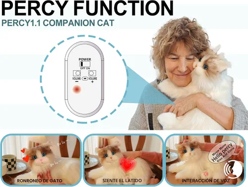 Miniatura 4 de Chongker Compañero interactivo robot gato mascotas, animales de peluche con peso hecho a mano, juguete de peluche para gato con respuesta de voz