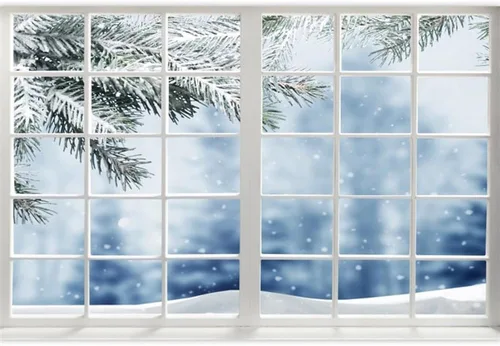 Miniatura 11 de Leowefowa Fondo de vinilo de 5 x 3 pies para fotografía de ventana de invierno, pino, bosque de nieve, copo de nieve de Navidad, fondo de ventana