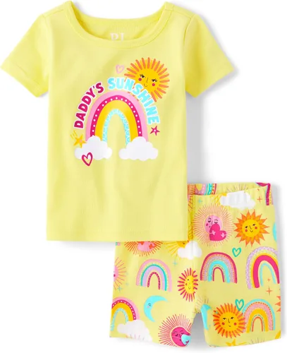 Miniatura 6 de The Children's Place Conjunto de pijama de 2 piezas de camiseta y pantalones cortos de manga corta para bebés y niñas pequeñas, ajuste ceñido, 100%