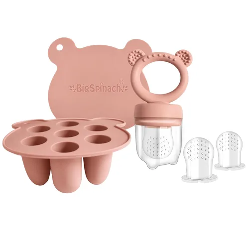 Miniatura 8 de BIGSPINACH Comedero de alimentos para bebés con mordedor de paletas de leche materna, alimentador de forraje de silicona para bebés, contenedor