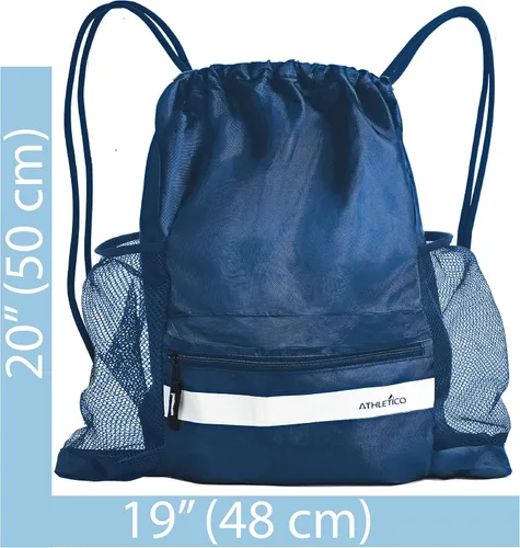 Miniatura 8 de Athletico Bolsa de fútbol con cordón: mochila de fútbol para niños o niñas también puede llevar baloncesto o voleibol Azul