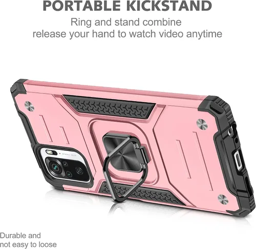 Miniatura 5 de Asuwish Funda de teléfono para Xiaomi Redmi Note 10/10S 4G con protector de pantalla de vidrio templado y soporte de anillo delgado híbrido Oro