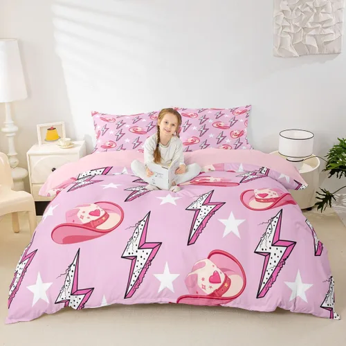 Miniatura 18 de Juego de funda de edredón con lazo de dibujos animados para niños, tamaño individual, juego de ropa de cama de mariquita, escarabajo, insecto