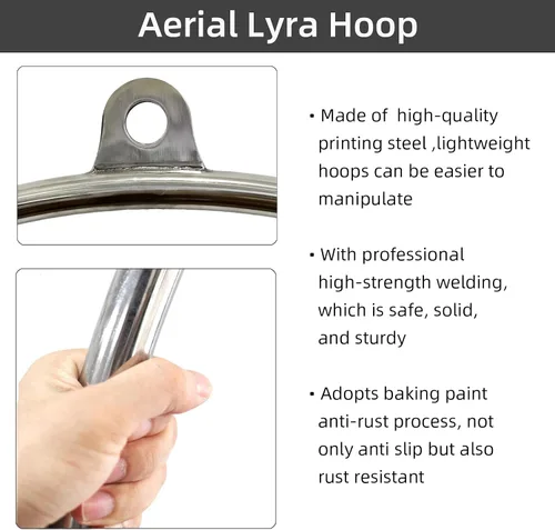 Miniatura 3 de PRIOR FITNESS Juego de aros aéreos Lyra para adultos suspensión anillo profesional equipo de aro aéreo de un solo punto de acero inoxidable