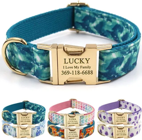 Miniatura 34 de PETDURO Collar Personalizado para Perro A cuadros Negro Blanco con Nombre y Teléfono Grabados en Hebilla de Metal Plateado para Perros Grandes