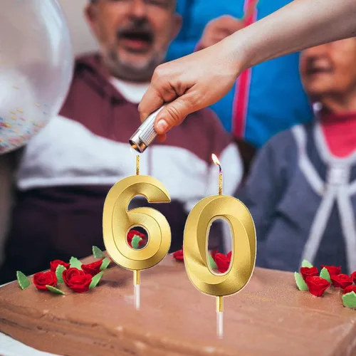 Miniatura 5 de Regalos de cumpleaños número 60 para mujeres, tiara, banda, adorno para pastel, vela y vasos para decoración de fiesta de cumpleaños 60, 5