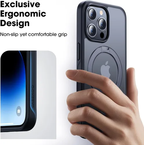 Miniatura 8 de CASEKOO- Funda para iPhone 15 Pro, c/soporte magnético invisible [protecc. militar contra caídas] [compatible c/MagSafe], a prueba de impactos, Negro