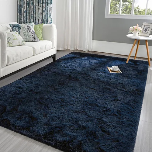 Pettop Alfombra de Área Esponjosa Azul Marino para Dormitorio Sala de Estar, 4x6 Pies Alfombras Suaves de Felpa Mullidas y Peludas para Niñas Niños