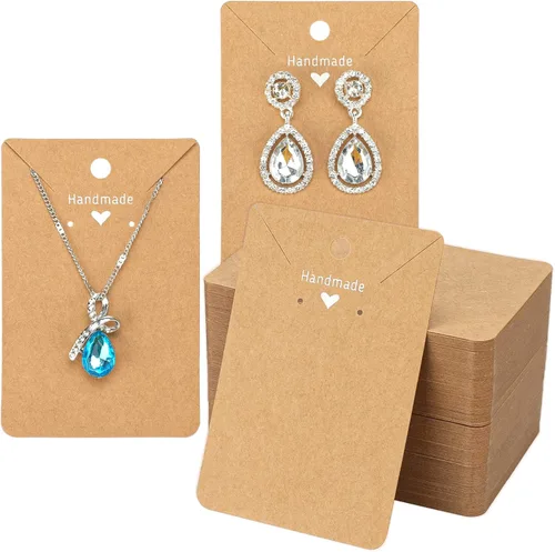 Miniatura 8 de joycraft 100 tarjetas negras para aretes, collares, tarjetas de exhibición de aretes de papel, tarjetas de joyería personalizadas para vender, Negro