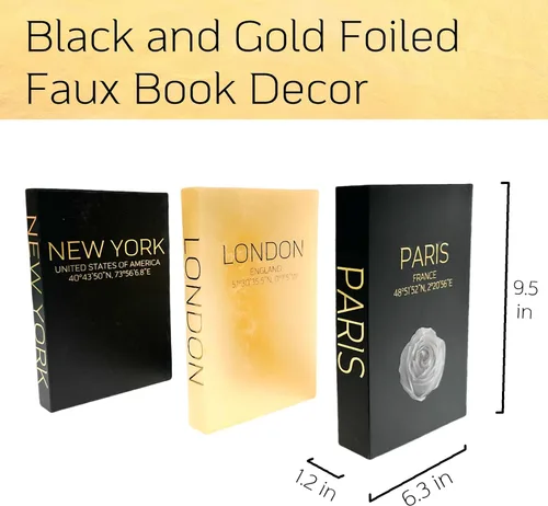 Miniatura 2 de AZEZO Juego de 3 libros decorativos para decoración del hogar – Libros de tapa dura decorativos en exhibición de imitación para estantería y mesa