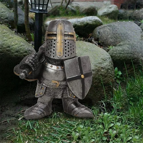 Miniatura 9 de Estatua de caballero de jardín, figuras de caballero de jardín, gnomos, decoraciones medievales, templarios, cruzados, guardia, armadura
