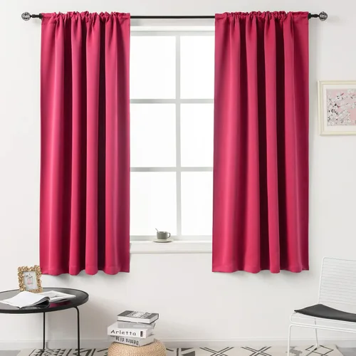 Miniatura 55 de DUALIFE Cortinas opacas de 45 pulgadas de largo, 2 paneles para ventanas pequeñas de dormitorio, aislamiento térmico, bolsillo para barra, cortinas