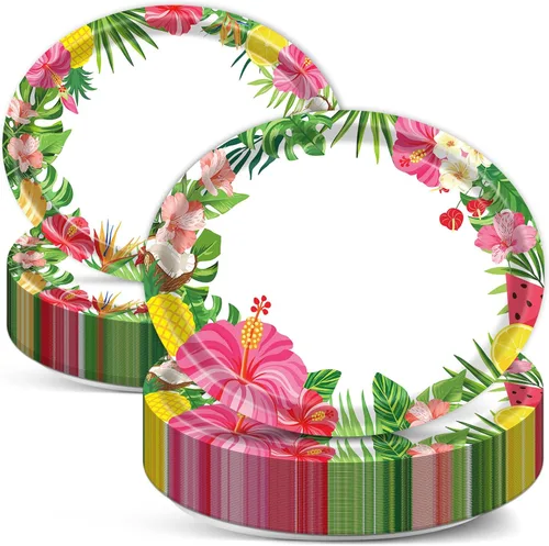 Miniatura 17 de 50 platos de papel ovalados de guinga rojo y verde de Navidad grandes de 11 pulgadas, desechables, decoraciones de fiesta temática de Navidad