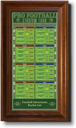 Miniatura 13 de Rastreador de lista de deseos de estadios de fútbol, marco gris de madera de granero, 13.5 pulgadas x 23.5 pulgadas, pin your football stadium