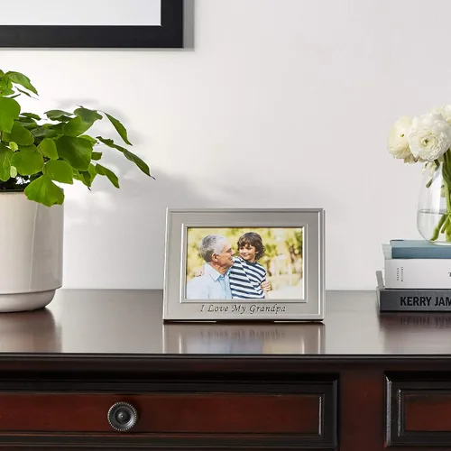 Miniatura 2 de Lawrence Frames Sentiments Collection - Marco de fotos con texto en inglés "I Love My Grandpa" de metal cepillado, color plateado