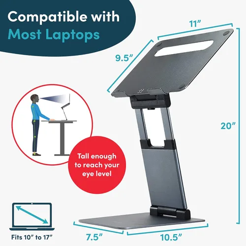 Miniatura 4 de Lifelong Soporte ergonómico ajustable para laptop para escritorio, altura de hasta 20 pulgadas, soporte elevador portátil para computadora portátil
