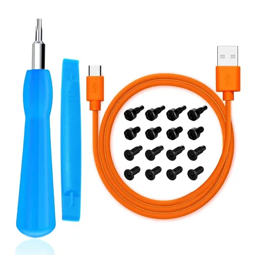 Juego de puntas de destornillador Ring de repuesto azul y 20 tornillos para timbre T6 T15 y cable cargador de carga para timbre con video,