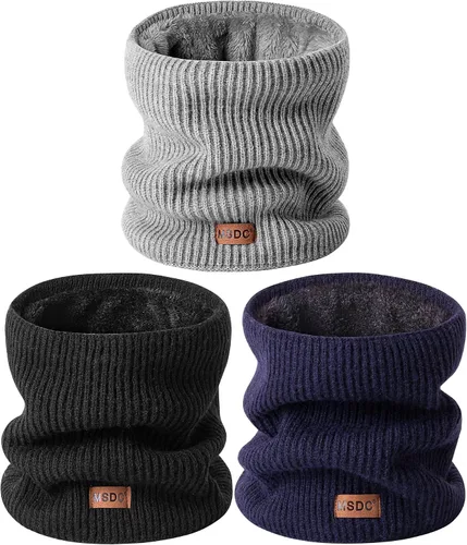 Polainas de cuello de invierno para hombre, paquete de 3, calentador de cuello para mujer, térmica, gruesa, cálida, forro polar, clima frío, bufanda
