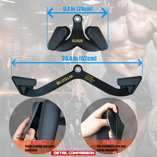 Miniatura 7 de BLUSLM LAT Pull Down Bar for Cable Machine, LAT Pulldown Attachments T-bar V-bar Cable Attachment for Gym, Back Tricep Strength Training Handle