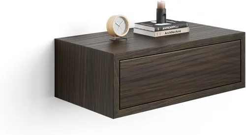 Miniatura 15 de Mobili Fiver, Mesita de Noche Flotante Riccardo, Madera de Fresno Negra, Fabricado en Italia