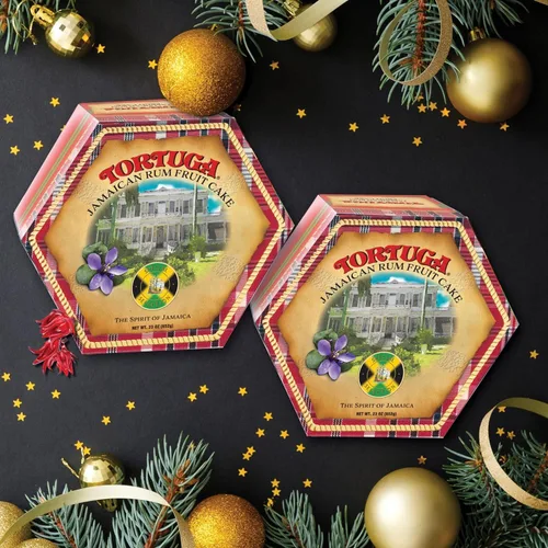Miniatura 3 de Tortuga Pastel de Frutas Navideño Jamaiquino - 23oz - Un Exquisito Pastel de Frutas con Ron para Rellenos de Calcetín, Cestas de Regalo - Pasteles