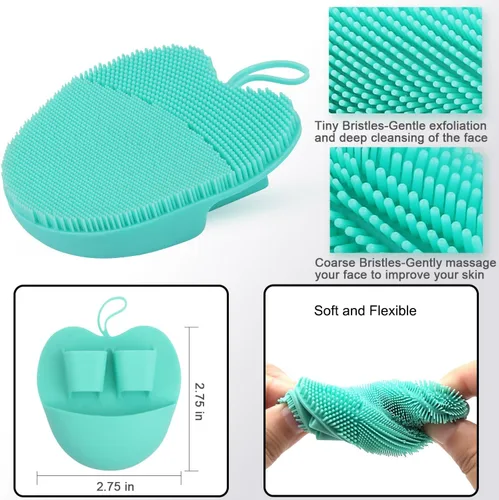 Miniatura 2 de INNERNEED Juego de cepillos de limpieza facial de silicona suave, almohadilla exfoliante suave y masajeadora, diseño antideslizante para eliminación