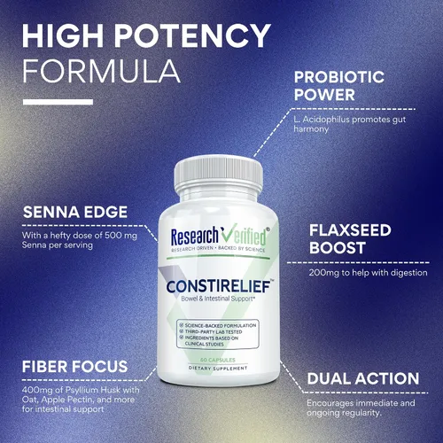 Miniatura 3 de Research Verified ConstiRelief - El mejor suplemento para el alivio del estreñimiento en el mercado - con L. Acidophilus para la salud y prevención