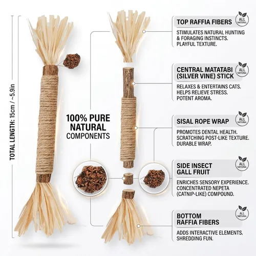 Miniatura 6 de Juguetes para gatos, 6 piezas de juguetes para gatos de interior, juguete de hierba gatera para masticar Silvervine Stick para limpiar dientes