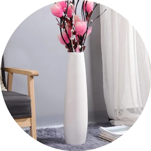 Miniatura 9 de Jarrón alto de cerámica blanca de 28 pulgadas, soporte para flores, jarrones grandes decorativos para centros de mesa, estantes, decoración