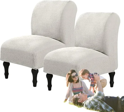 Miniatura 15 de Fundas elásticas para silla sin brazos, extraíbles y lavables, de elastano jacquard sin reposabrazos, protector de muebles para sala de estar, Verde