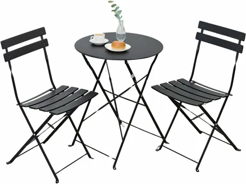 US001 - Juego de muebles plegables para interiores y exteriores, 2 sillas y 1 mesa, resistente a la intemperie para exteriores e interiores, juego